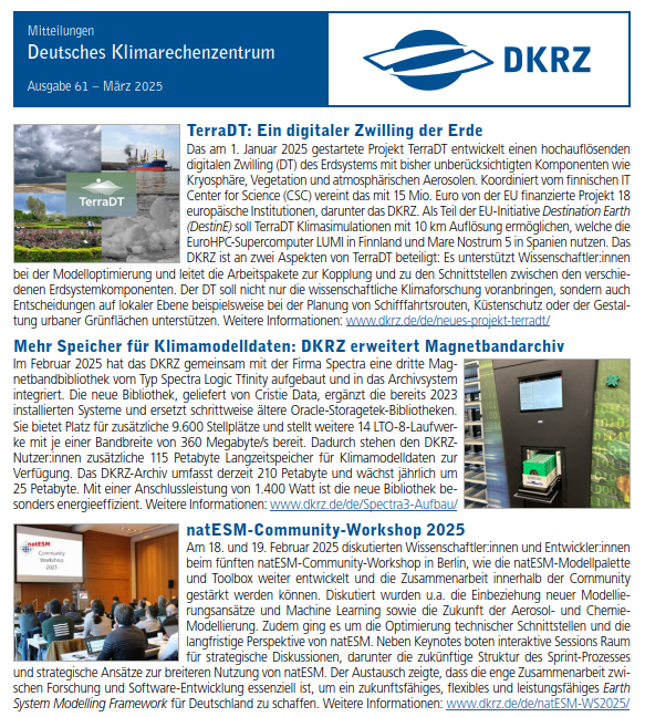 natESM presented in DKRZ newsletter #61
