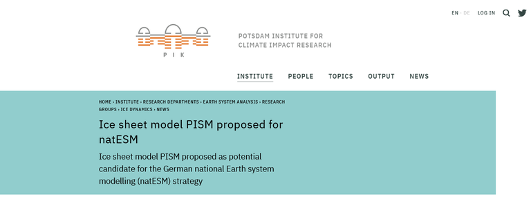 natESM - PISM as potential candidate for natESM on PIK website presented