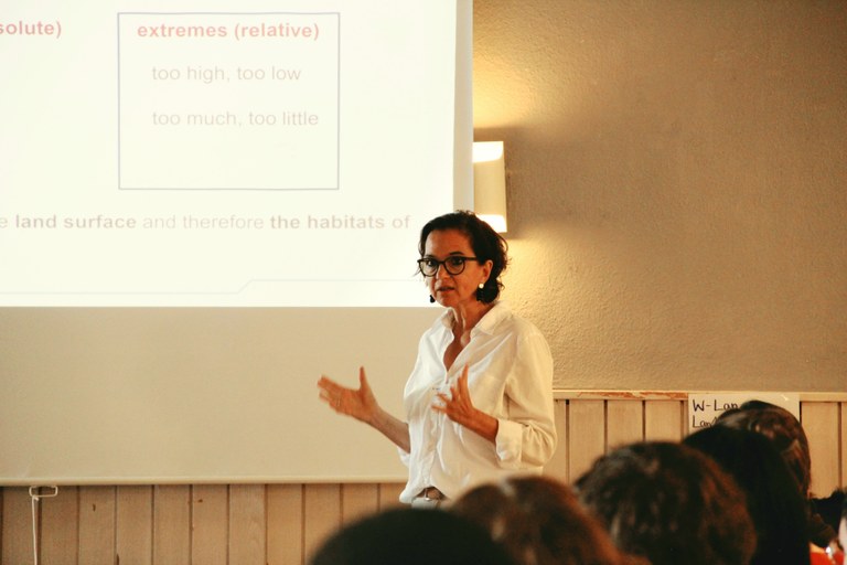 Sabine Attinger delivering a keynote at the natESM Summer School